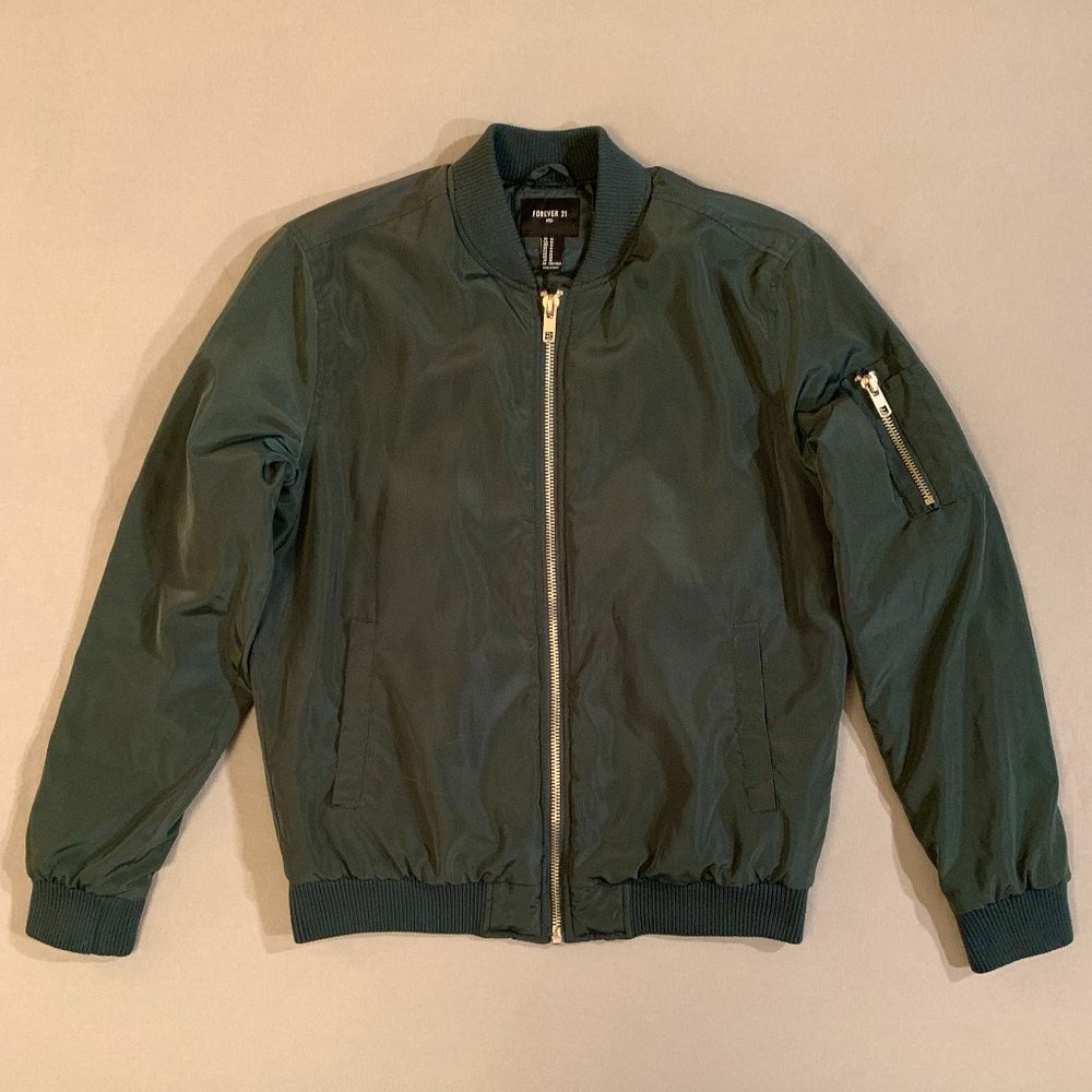 Forever 21 Men Ma1 Bomber Jacket Dark Green Forrest Gem